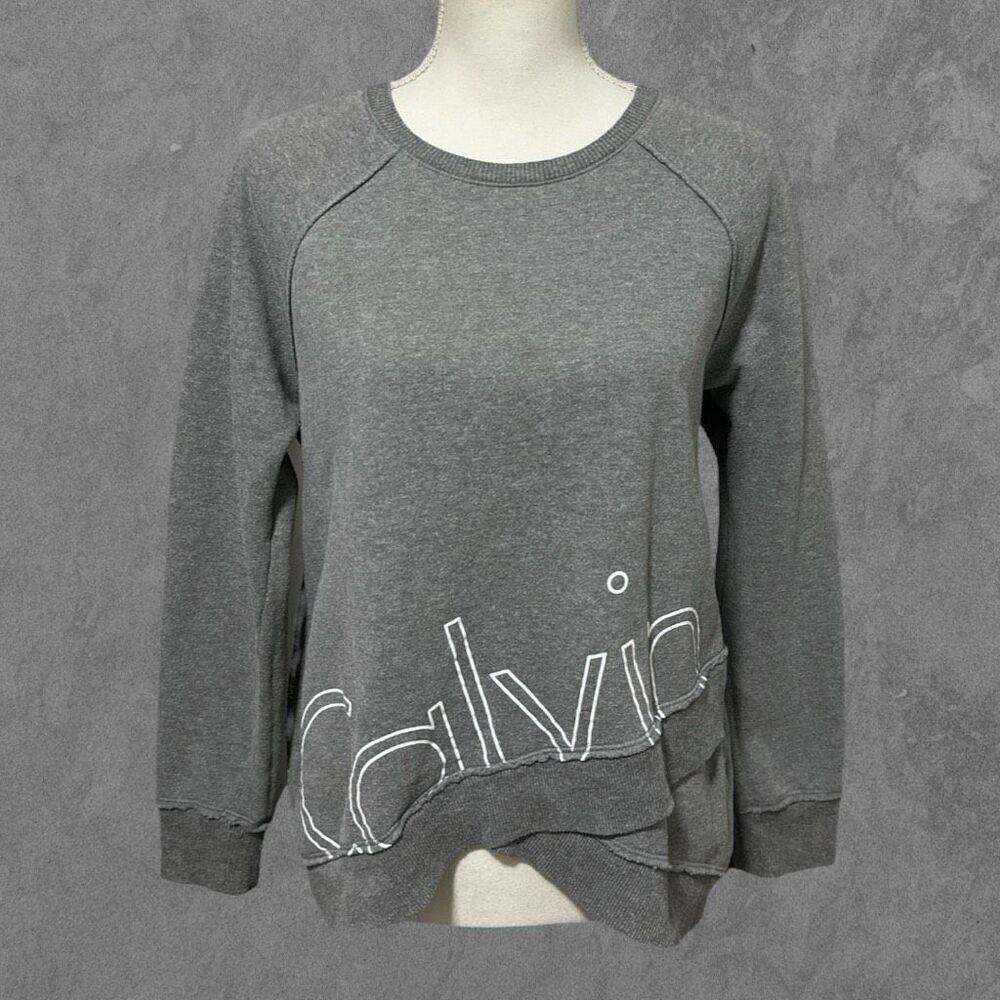 CALVIN KLEIN | Performance Gray Asymmetrical Long Sleeve Pullover Sweatshirt M